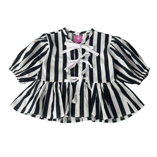 Ribbon Stripes Top - Black