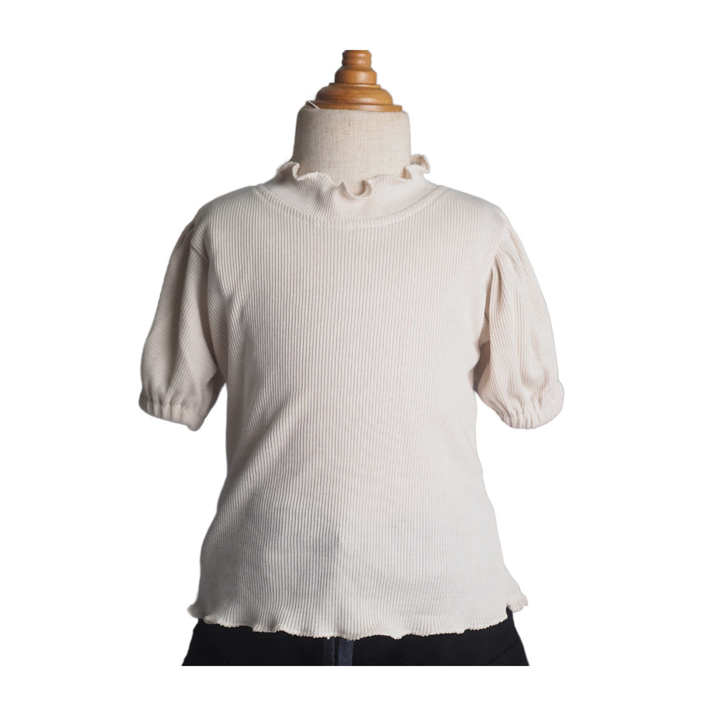 Rib Ruffles Top - Cream