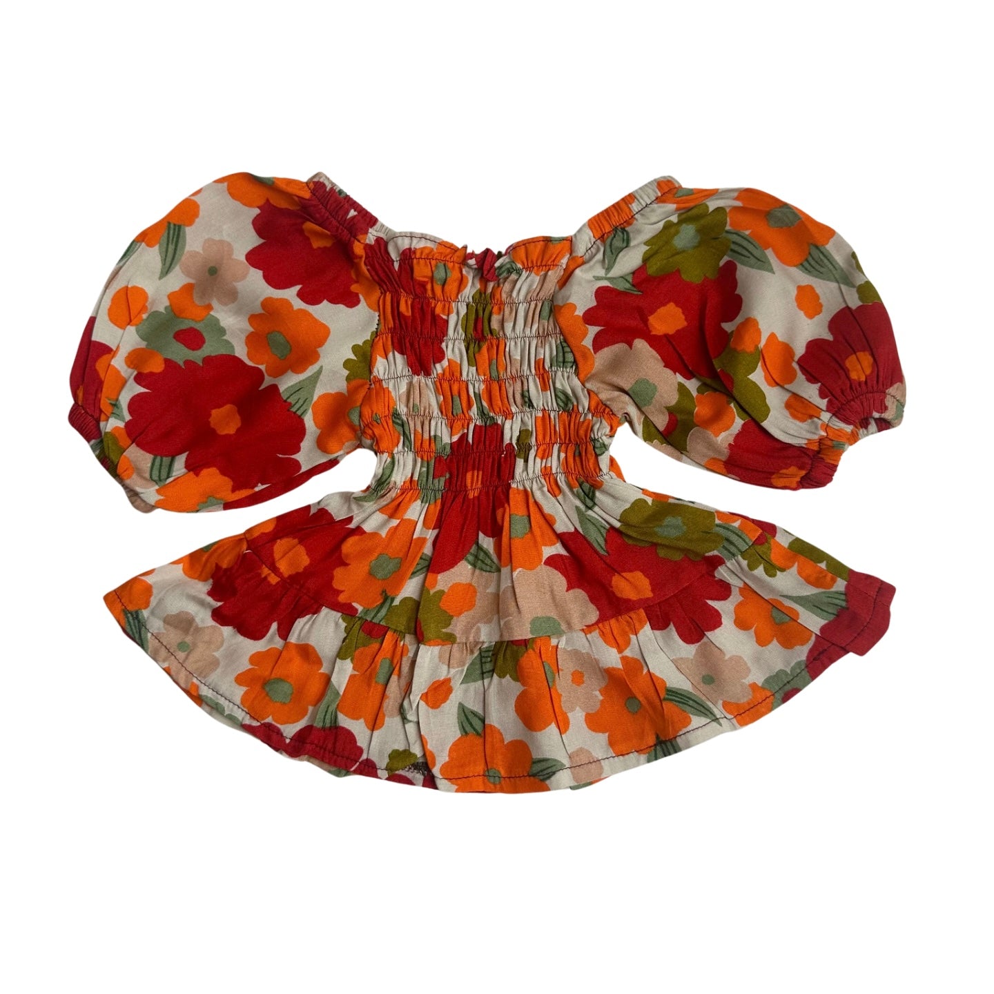 Smocked Top - Orange floral