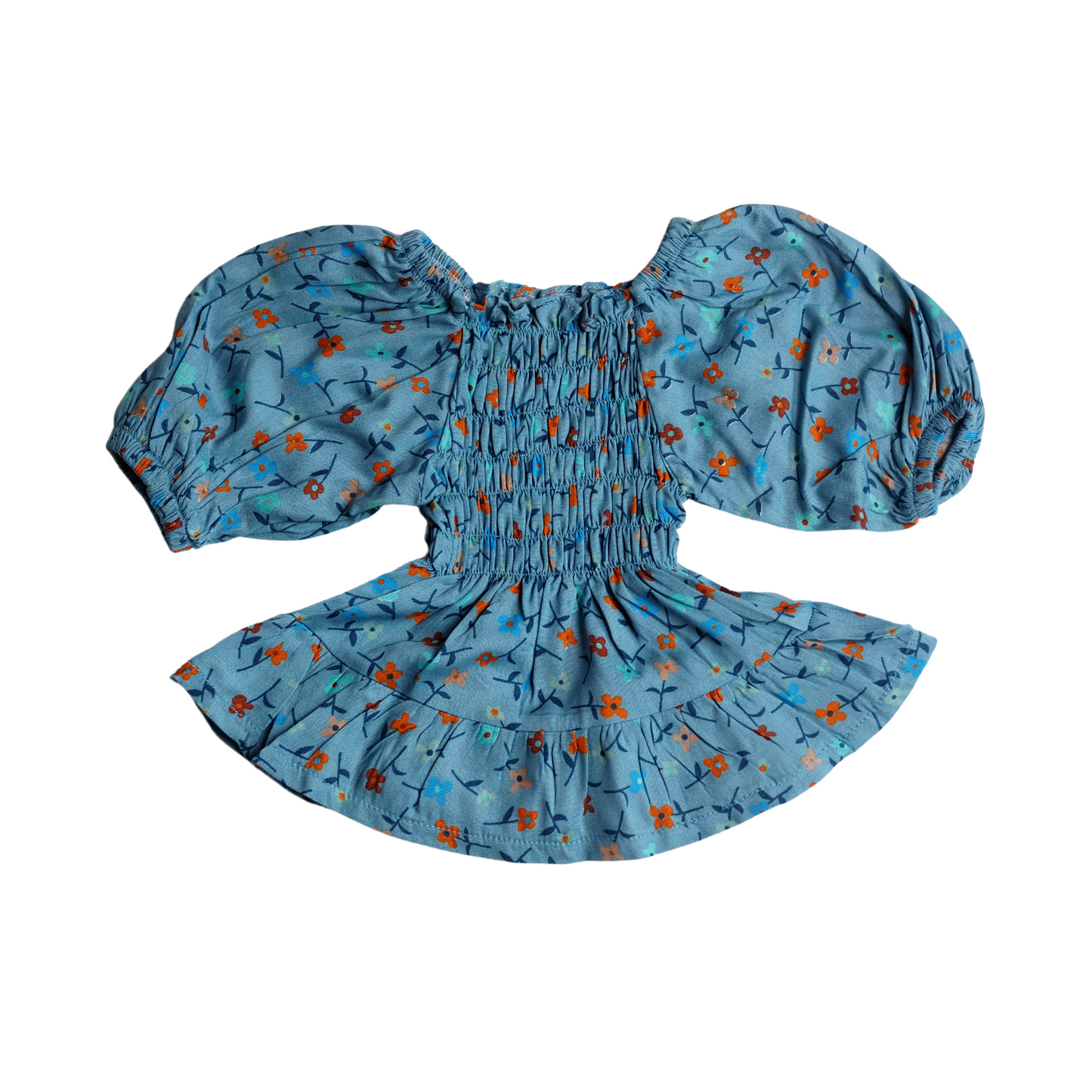 Smocked Top - Blue Floral