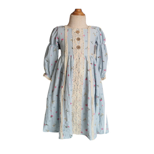 Laila Floral Dress - Sky Blue