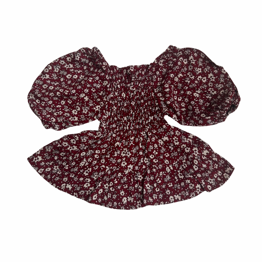 Smocked Top - Maroon Floral