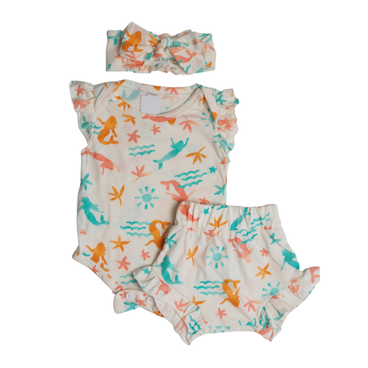 Lily Romper Set - White Mermaid