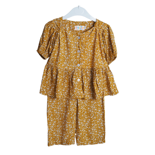 Sarah Two Piece Set - Mustard Floral