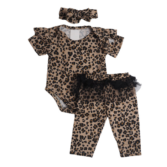 Tulle Romper Set - Brown Leopard (578)