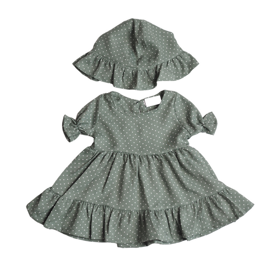 Sonya Bucket Dress - Green Polka (456)