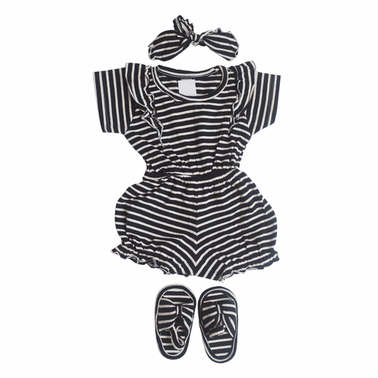 Romper Set - Black Stripes (396)