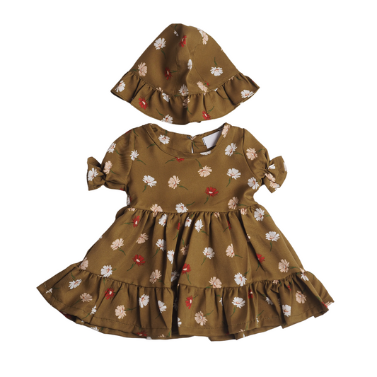 Sonya Bucket Dress - Brown Floral (452)