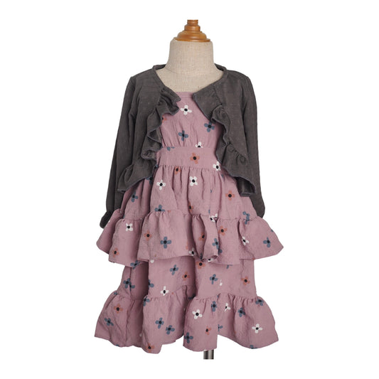 Cupcake Dress Two Piece - Purple Floral + Grey (210)