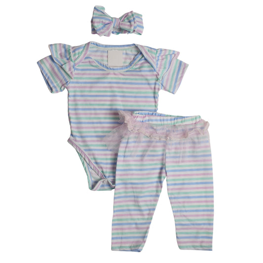 Tulle Romper Set - Pastel Stripes (579)