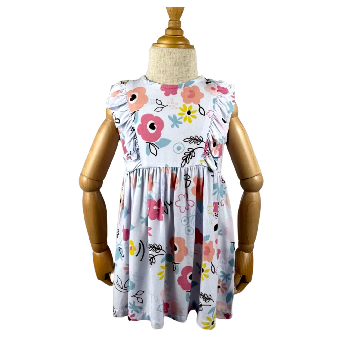 Ruffles Dress - Sky Floral (406)