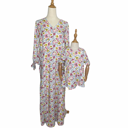 Wrap Dress - White Floral (607)